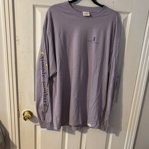 Simply Southern Purple Long Sleeve Tee with Graphic Sleeve